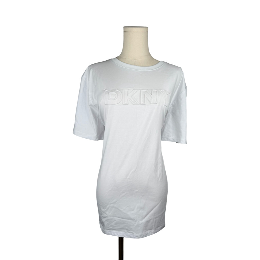 DKNY Women's Embossed Logo Crewneck T-Shirt, White Sz. M NWT